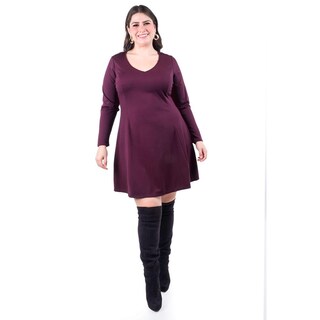 Foto 5 | Foto 5 | Vestido Corte A Roman Fashion /tallas Extras, 11578 (vino) Vino