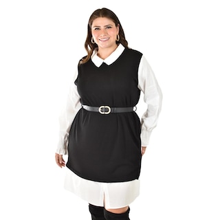 Foto 2 | Foto 2 | Vestido Camisero Con Chaleco Roman Fashion /tallas Extras, 3820 (negro) Negro