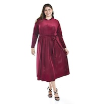 Vestido Midi De Terciopelo Roman Fashion /tallas Extras, 3826 (vino) Vino