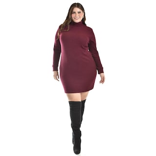 Foto 5 | Foto 5 | Vestido De Punto Con Cuello Alto Roman Fashion /tallas Extras, 3821 (vino) Vino