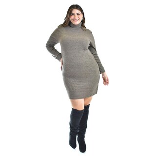 Foto 1 | Foto 1 | Vestido De Punto Con Cuello Alto Roman Fashion /tallas Extras, 3821 (cafe) Cafe