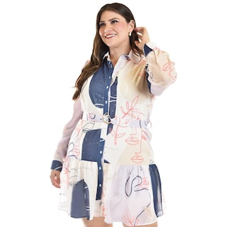 Foto 4 | Foto 4 | Vestido Camisero con Cinto Roman Fashion Tallas Extras 3827