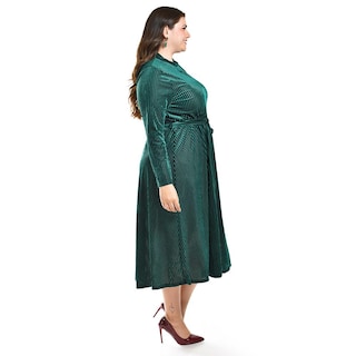 Foto 2 | Foto 2 | Vestido Midi de Terciopelo Roman Fashion Verde Tallas Extras