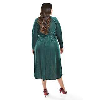 Foto 3 | Foto 3 | Vestido Midi de Terciopelo Roman Fashion Verde Tallas Extras