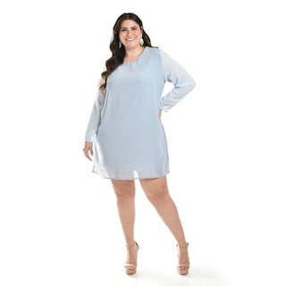 Foto 5 | Foto 5 | Vestido De Mangas Con Relieve Roman Fashion /tallas Extras, 3823 (azul Claro Azul