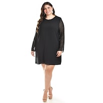 Vestido de Mangas con Relieve Roman Fashion 3823 Negro para Mujer