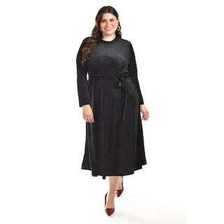 Foto 1 | Foto 1 | Vestido Midi de Terciopelo Roman Fashion /Tallas Extras 3826 Negro