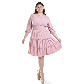 Foto 1 | Foto 1 | Vestido de Olanes Roman Fashion Tallas Extras 4251 Rosa Claro