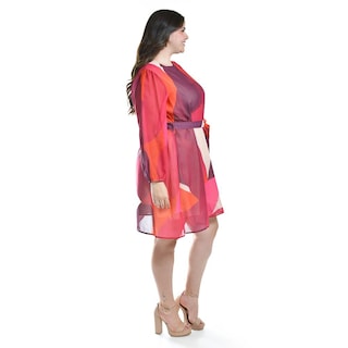 Foto 2 | Foto 2 | Vestido Abstracto Con Cinto Roman Fashion /tallas Extras, 3825 (rojo) Rojo