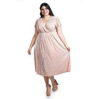 Foto 1 | Foto 1 | Vestido Plisado Con Brillo Roman Fashion /tallas Extras, 5412 (rosa) Rosa