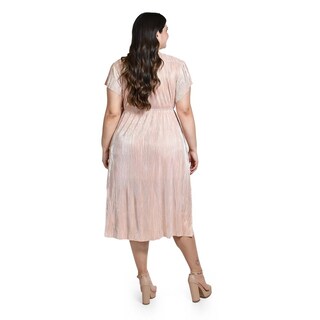 Foto 3 | Foto 3 | Vestido Plisado Con Brillo Roman Fashion /tallas Extras, 5412 (rosa) Rosa