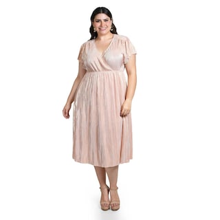 Foto 5 | Foto 5 | Vestido Plisado Con Brillo Roman Fashion /tallas Extras, 5412 (rosa) Rosa