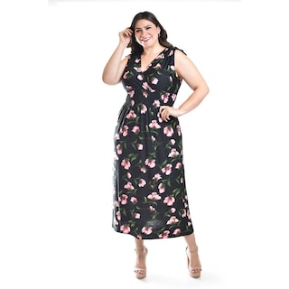 Foto 6 | Foto 6 | Vestido Flores Cintura Smock Roman Fashion /tallas Extras, 8867x-12 (rojo Flor) Rojo