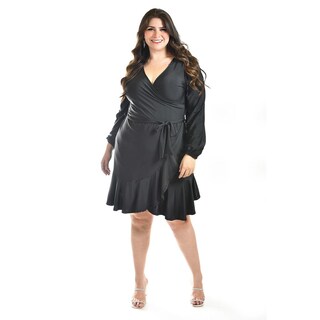 Foto 4 | Foto 4 | Vestido De Satin Envolvente Roman Fashion /tallas Extras, 4351 (negro) Negro