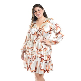 Foto 4 | Foto 4 | Vestido Escote De Moño Roman Fashion /tallas Extras, 4318 (blanco /cafe) Cafe