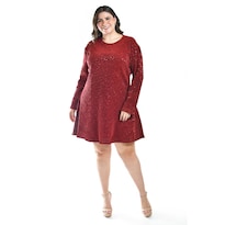 Vestido Glitter Con Lentejuela Roman Fashion /tallas Extras, 4222 (rojo) Rojo