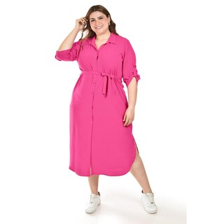 Foto 5 | Foto 5 | Vestido Largo Roman Fashion /tallas Extras, 1765 (fiusha) Fucsia