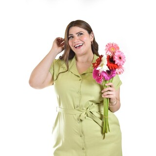 Foto 5 | Foto 5 | Vestido Camisero De Lino Roman Fashion /tallas Extras, 2107 (verde) Verde Claro