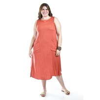 Vestido De Lino Con Bolsillos Roman Fashion /tallas Extras, 3830 (chedron) Multicolor