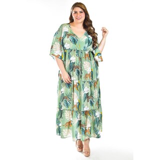 Foto 1 | Foto 1 | Maxi Vestido Estampado Roman Fashion /tallas Extras, 3834 (verde) Verde