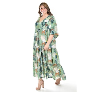 Foto 2 | Foto 2 | Maxi Vestido Estampado Roman Fashion /tallas Extras, 3834 (verde) Verde