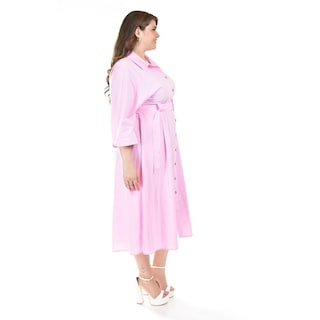 Foto 2 | Foto 2 | Vestido Camisero Con Cinto Roman Fashion /tallas Extras, 3827-p (rosa) Rosa