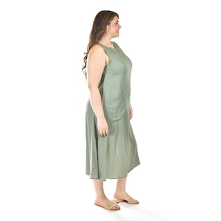 Foto 2 | Foto 2 | Vestido De Lino Con Bolsillos Roman Fashion /tallas Extras, 3830 (verde Militar) Verde Oscuro
