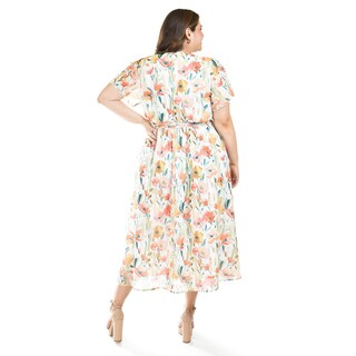 Foto 3 | Foto 3 | Vestido Midi Con Estampado Floral Roman Fashion /tallas Extras, 3833 (naranja) Naranja