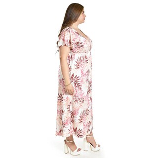 Foto 2 | Foto 2 | Vestido Largo Estampado Hojas Roman Fashion /tallas Extras, 42548 (rosa Flor) Rosa