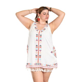 Foto 6 | Foto 6 | Vestido Bordado Con Flecos Roman Fashion /tallas Extras, 6279 (blanco / Multicolor) Blanco