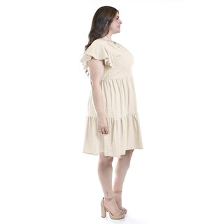 Foto 2 | Foto 2 | Vestido De Lino Con Volantes Roman Fashion /tallas Extras, 4355 (beige) Beige