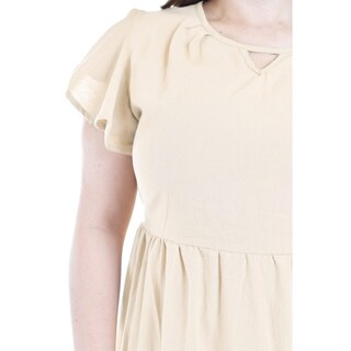Foto 4 | Foto 4 | Vestido De Lino Con Volantes Roman Fashion /tallas Extras, 4355 (beige) Beige