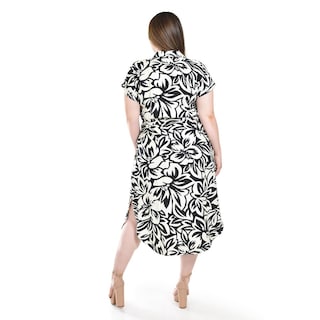 Foto 3 | Foto 3 | Vestido Camisero Estampado Tropical Roman Fashion /tallas Extras, 2619 (negro) Negro
