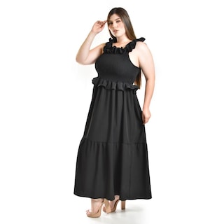 Foto 2 | Foto 2 | Vestido Largo Con Olanes Roman Fashion/ Tallas Extras, 4360 (negro) Negro