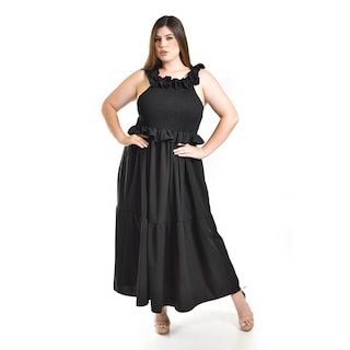 Foto 5 | Foto 5 | Vestido Largo Con Olanes Roman Fashion/ Tallas Extras, 4360 (negro) Negro