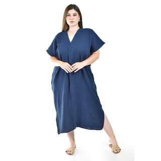 Foto 5 | Foto 5 | Vestido De Algodon Con Bolsillos Roman Fashion /tallas Extras, 4363 (azul Marino) Azul Marino