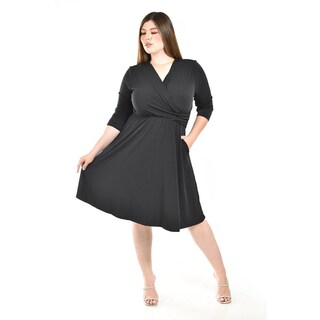 Foto 5 | Foto 5 | Vestido Escote Cruzado Roman Fashion /tallas Extras, 2972 (negro) Negro