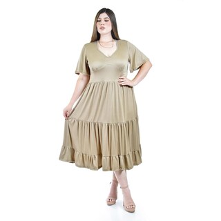 Foto 1 | Foto 1 | Vestido Midi Casual Roman Fashion /tallas Extras, 4285 (cafe) Cafe