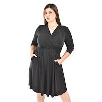 Vestido Escote Cruzado Roman Fashion /tallas Extras, 2972 (negro) Negro