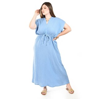 Foto 1 | Foto 1 | Maxi Vestido De Algodon Roman Fashion /tallas Extras, 4365 (azul Claro) Azul