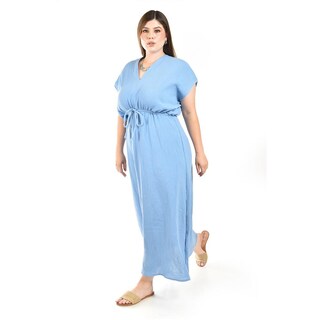 Foto 2 | Foto 2 | Maxi Vestido De Algodon Roman Fashion /tallas Extras, 4365 (azul Claro) Azul