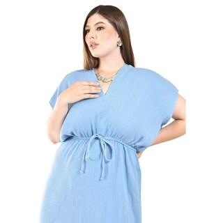 Foto 4 | Foto 4 | Maxi Vestido De Algodon Roman Fashion /tallas Extras, 4365 (azul Claro) Azul