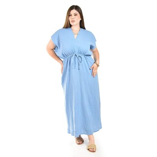 Foto 5 | Foto 5 | Maxi Vestido De Algodon Roman Fashion /tallas Extras, 4365 (azul Claro) Azul