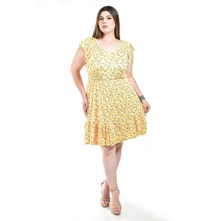 Foto 4 | Foto 4 | Vestido Floral con Volantes Roman Fashion Amarillo para Mujer