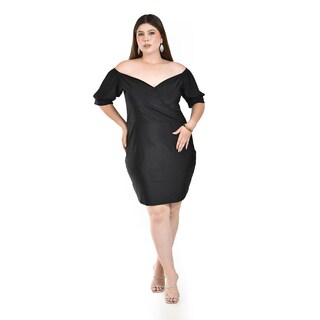 Foto 5 | Foto 5 | Vestido Escote Cruzado Roman Fashion Negro para Mujer