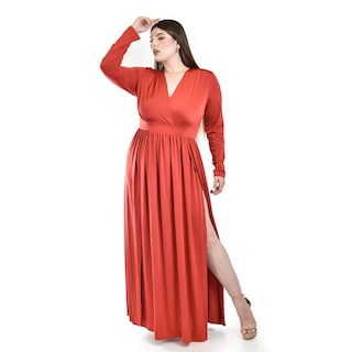 Foto 1 | Foto 1 | Maxivestido Roman Fashion Naranja con Abertura para Mujer