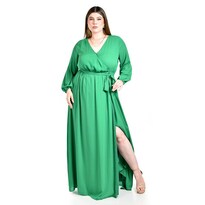 Vestido de Manga Larga Roman Fashion Verde para Mujer