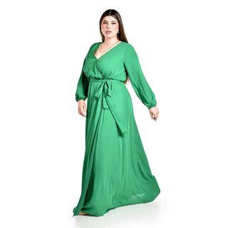Foto 2 | Foto 2 | Vestido de Manga Larga Roman Fashion Verde para Mujer