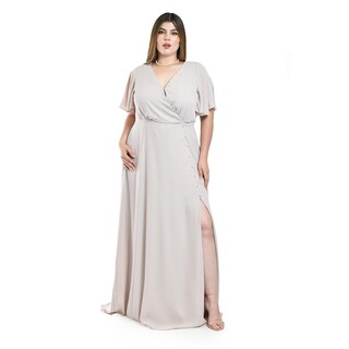 Foto 5 | Foto 5 | Vestido Largo con Abertura Roman Fashion Beige para Mujer