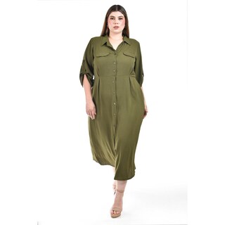Foto 4 | Foto 4 | Vestido Camisero Midi Roman Fashion Verde